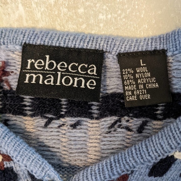 Rebecca Malone Wool Blend Embroidered Details V-Neck Cardigan Size L - Picture 6 of 7